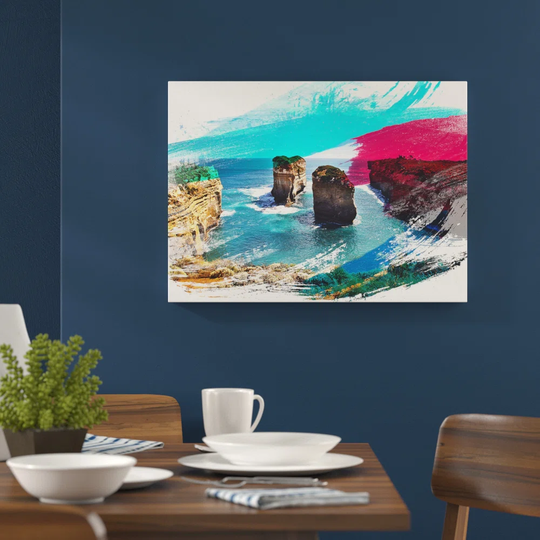 'Landscape Iceland Cliffs Coast Shore Archways' Graphic Art Print Poster