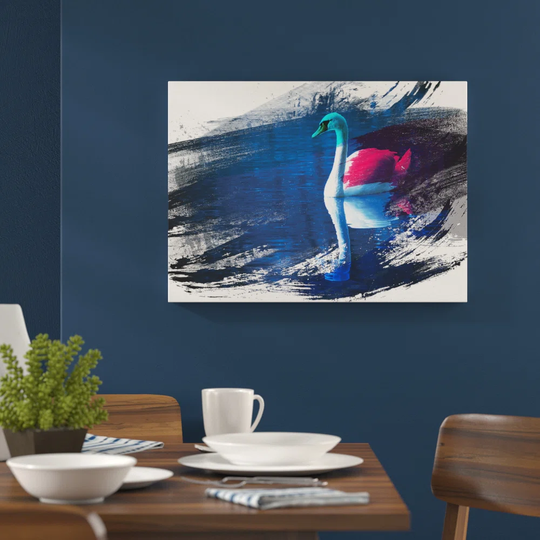 'White Swan on a Lake' Graphic Art Print Poster
