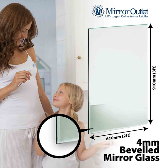 MirrorOutlet Circuitt 4mm Sheet Mirror Glass Bevelled 91 x 61cm