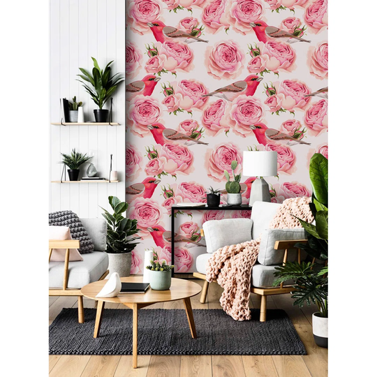 Walllpaper Roll 250X250cm Wallpaper Material With Print Kitchen Livingroom Bedroom Mural Decoration - Utensil Floral Birds