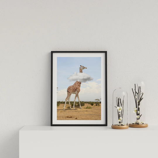 Giraffe Above the Clouds by Vouvart - Picture Frame Graphic Art