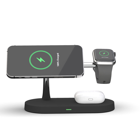 (Black) 3 in 1 Magnetic Wireless Charger Compatible with MagSafe Charger Stand
