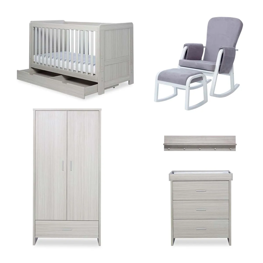 Ickle Bubba Pembrey 8 Piece Furniture Bundle Incl. Deluxe Mattress - Ash Grey