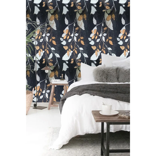Walllpaper Roll 250X250cm Wallpaper Material With Print Mural Decoration Kitchen Livingroom Bedroom - Vintage Japan Leaves Orange