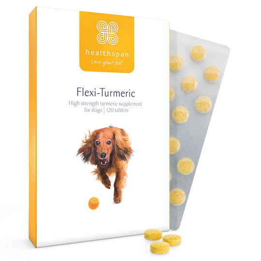 Healthspan Flexi-Turmeric for Dogs, 120 Tablets, Joint Health