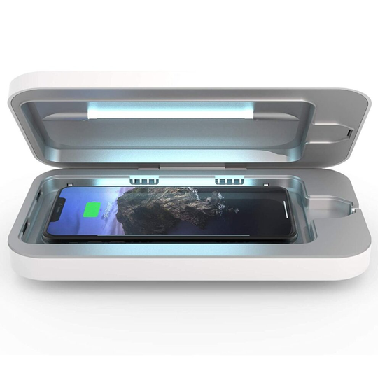 PhoneSoap Wireless | Phone & Electronics UV Light Sanitiser & Wireless Charger | White