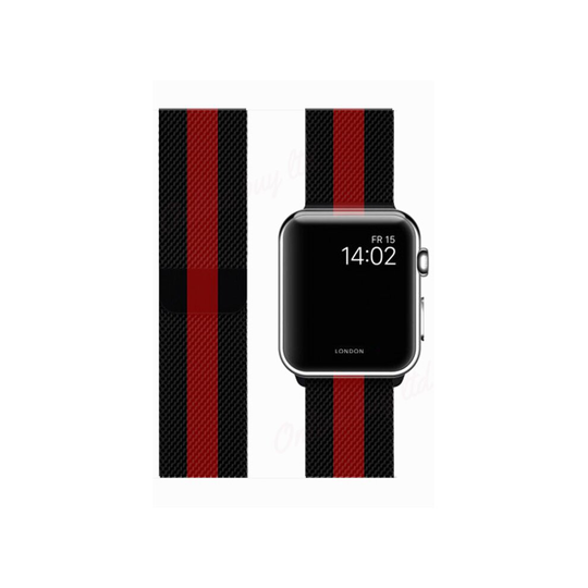 (Black/Red) 42/44mm iWatch Strap Magnetic Milanese Loop Band For Apple Watch Series 7 6 SE 5 4 3 2 1 1st Gen