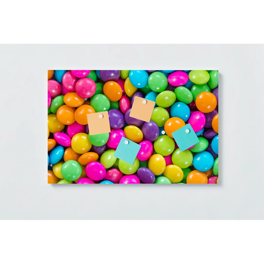 Smarties Motif Magnetic Wall Mounted Cork Board