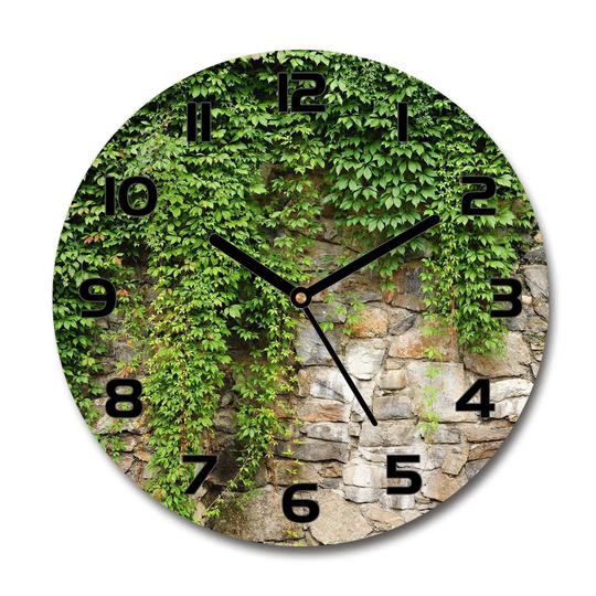 Glass Wall Clock 30Cm Round Decoration Picture Wall Art Modern Decoration Kitchen Living Room Silent - Green Ivy,71552846