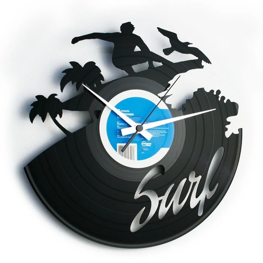 Vinyl for Those Who Love Surfing 30cm Silent Wall Clock