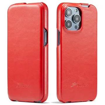 Fashion iPhone 14 Pro Vertical Flip Case - Red
