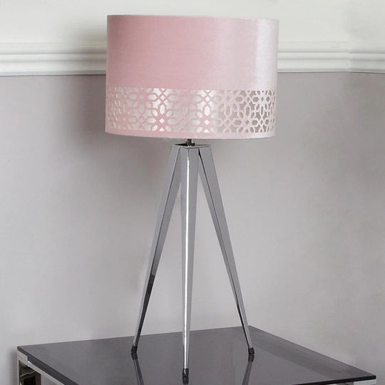 Destin Tripod Table Lamp for Living Room, 66cm Bedside Lamp with Metal Base & Velvet Shade