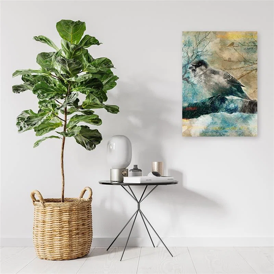 Canvas Print Bird On Branch Vintage