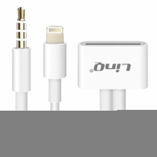 30-Pin Lightning + 3.5mm Jack Audio and Charge Adapter- IP-7746- LinQ White