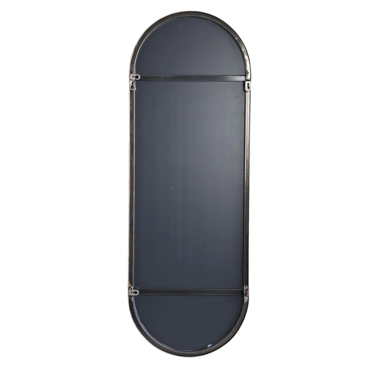 Jammie Oval Metal Framed Wall Mounted Accent Mirror in Black