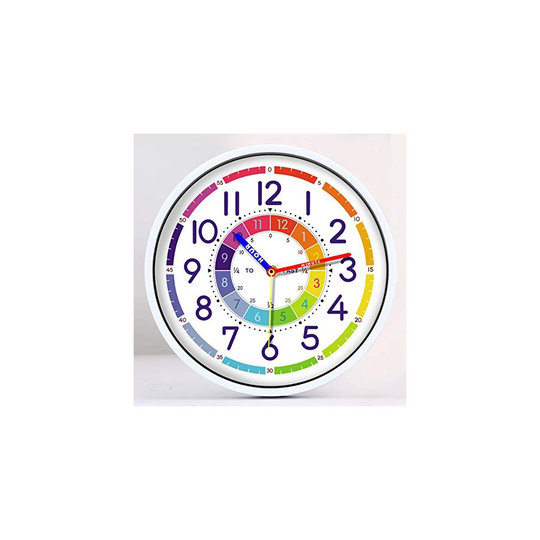 Time Teaching Clock 12 Inch Silent Wall Clock for Kids Learning Time, Silent Non-Ticking Quartz Decorative Wall Clock for Teacher's Classrooms or