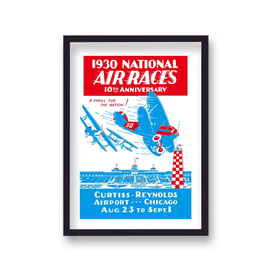 Vintage US Advertising Print 1930 National Air Races Red And Blue With Border