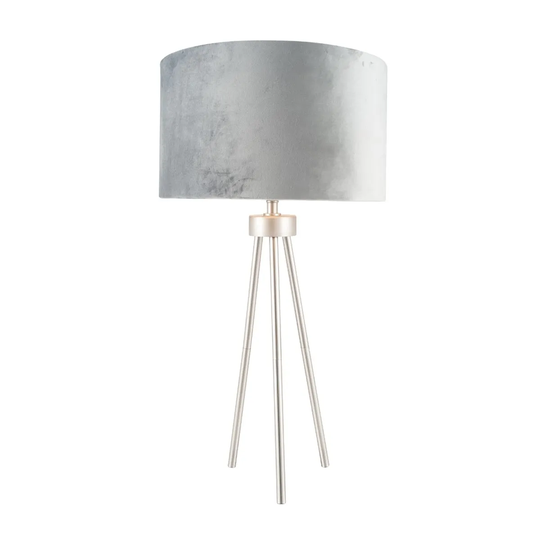 Brushed Silver Metal Tripod Table Lamp