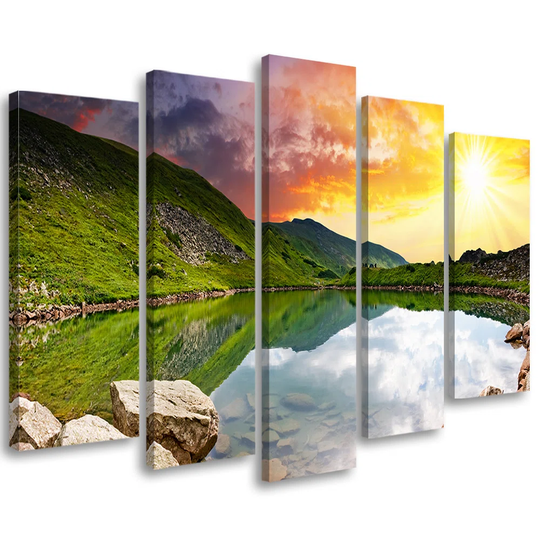 Canvas Print Sunset Landscape Lake