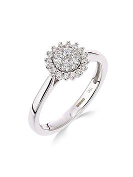 Love DIAMOND 9ct white gold 25 point diamond cluster ring, One Colour, Size I, Women