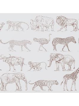Boutique Safari Cream &Amp; Rose Gold Wallpaper