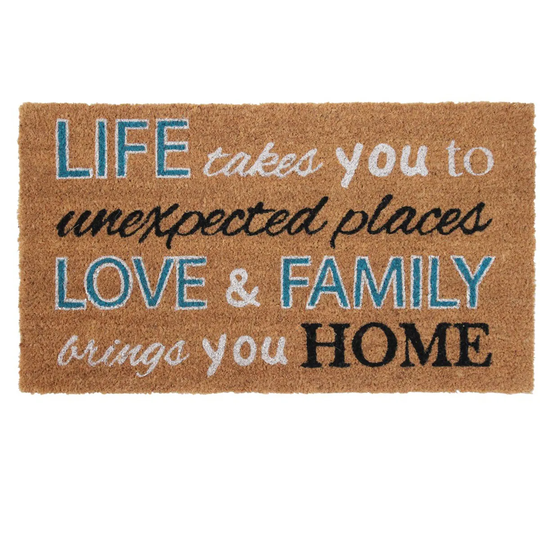 JVL 'Love & Family' Latex Backed Entrance Door Mat - 40x70cm