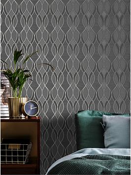 Sublime Ribbon Geo Charcoal Wallpaper