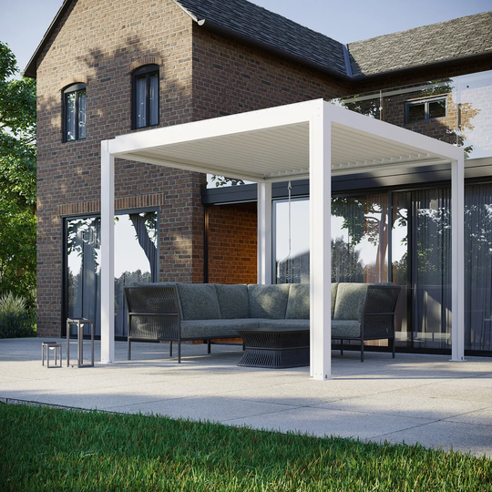 Harbour Lifestyle Pergostet 3 x 3m Pergola With 3 Drop Sides and LED Lighting - White