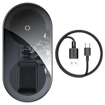 Baseus Simple 2-in-1 Pro Edition Dual Wireless Charger - 15W - Transparent