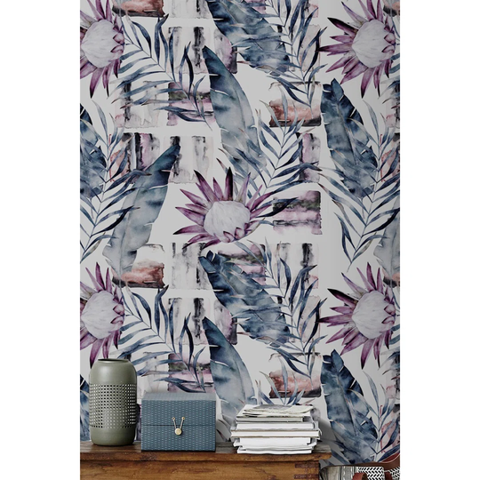 Walllpaper Roll 290X290cm Mural Decoration Kitchen Livingroom Bedroom Wallpaper Material With Print - Marble Flowers Plumeria Summer Marble Aquarelle