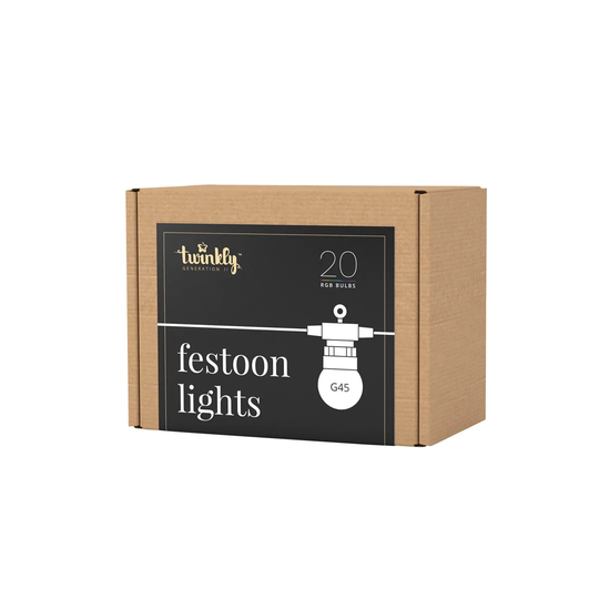 Twinkly Festoon Lights 20 RBG G45 Bulbs 05M Space 10M Total Length Bt+wifi Gen Ii Ip44