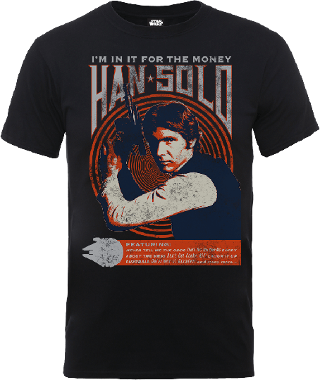 Star Wars Han Solo Retro Poster T-Shirt - Black - S