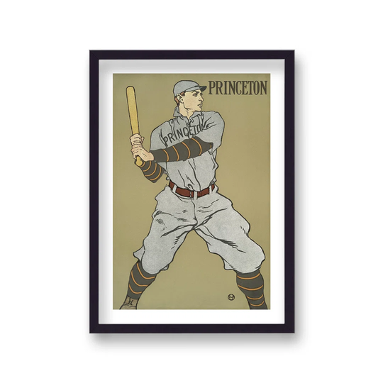 Vintage Princeton Baseball Player with Border by Vouvart - Picture Frame Graphic Art
