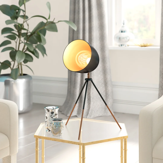 Alvardo 44cm Black/Copper Tripod Table Lamp