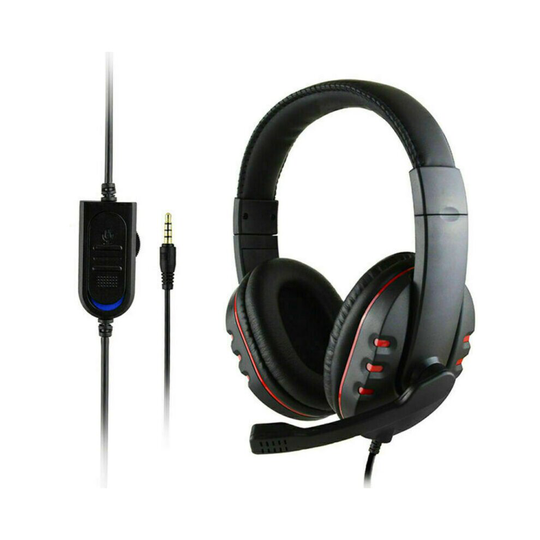 (Black+Red) Gaming Headset For Xbox One PS4 Nintendo Switch & PC 3.5mm Microphone Headphones