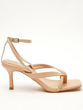 Quiz Square Toe Heeled Sandal, Bright Pink, Size 7, Women