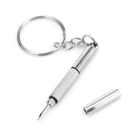 3 In 1 Keychain Screwdriver Repair Tool For Glasses And Watch Silver