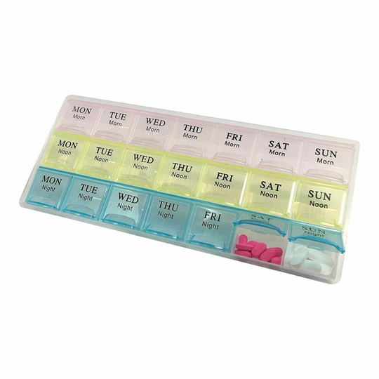 (3 Rows) Pills box 7 Days Weekly Tablet Medicine Box Holder