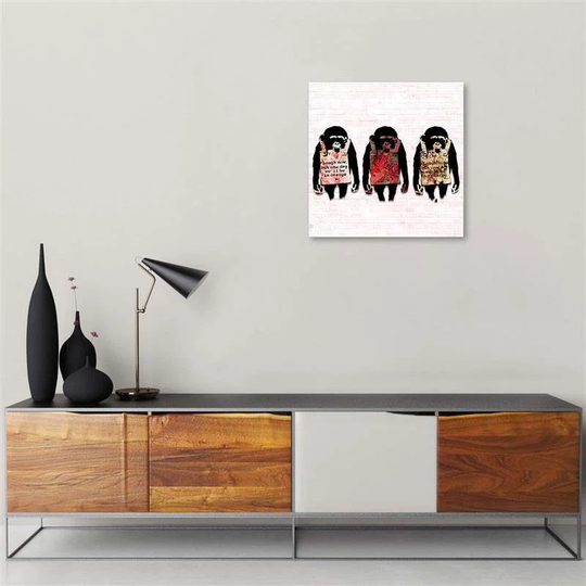 Canvas Print Banksy Monkey Colourful
