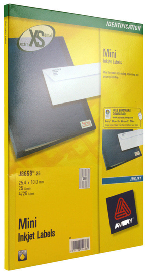 AVERY MINI INKJET LABEL 189LBS/SHT 25SHT