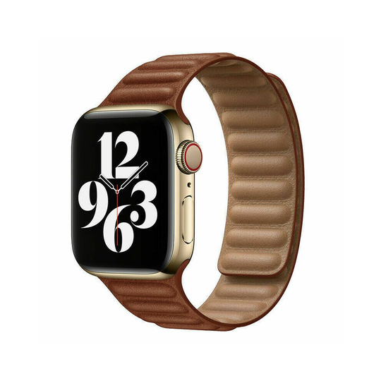 (Brown, 42mm/44mm/45mm) for Apple Watch Leather Strap Band Series 7 6 5 4 3 2 1 & SE Magnetic Wristband 38mm 40mm 41mm 42mm 44mm 45mm