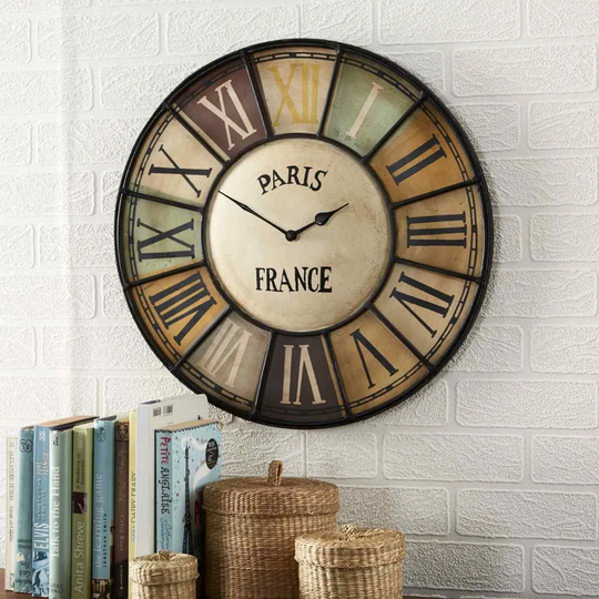 IH Design Clock Chalet Industrial Style Metal