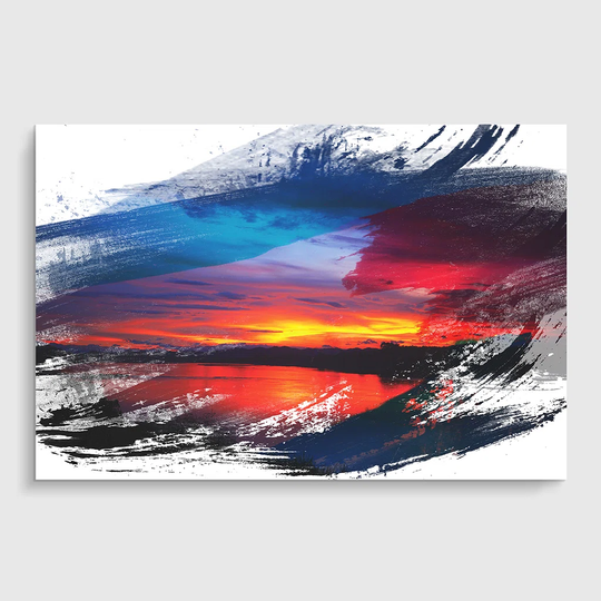 'Landscape Sunset Laos Lake' Graphic Art Print Poster