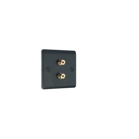 Matt Black Slimline 2 Binding Post Speaker Wall Plate - Non Solder