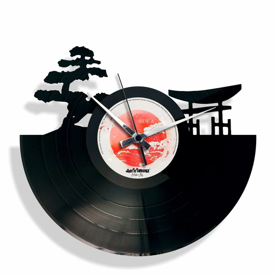 Sunset Japanese Landscape Vinyl 30cm Silent Wall Clock