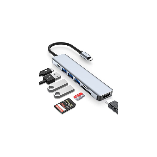 USB C Hub Multiport Adapter, Dveda 7 in 1 Portable USB Type C Adapter, USB C Hub with 4K HDMI, PD, 3 USB 3.0 Ports, SD/TF for MacBook Pro,Google