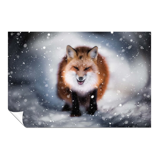 Panther Print Fine Art Prints Angry Red Fox In Snow Artistic Unframed Poster, Pictures For Home Walls, Bedroom, Living Room & Bathroom Décor