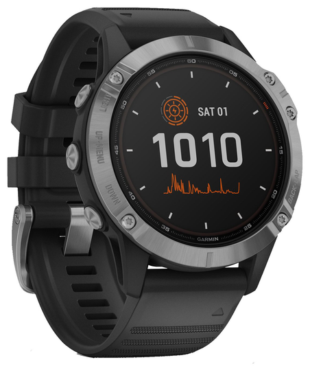 Garmin Fenix 6 Solar GPS Smart Watch - Silver/Black