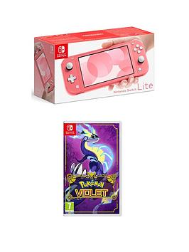 Nintendo Switch Lite Coral Console With &Amp; Pokemon Violet