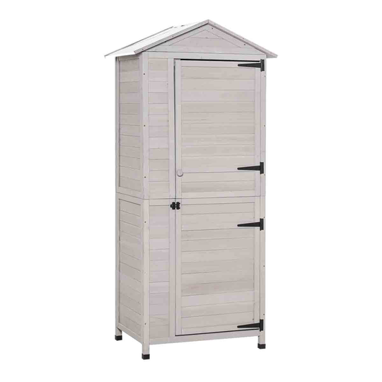 Outsunny 2' 11' x 2' Wooden 4-Tier Garden Storage Cabinet - Light Grey